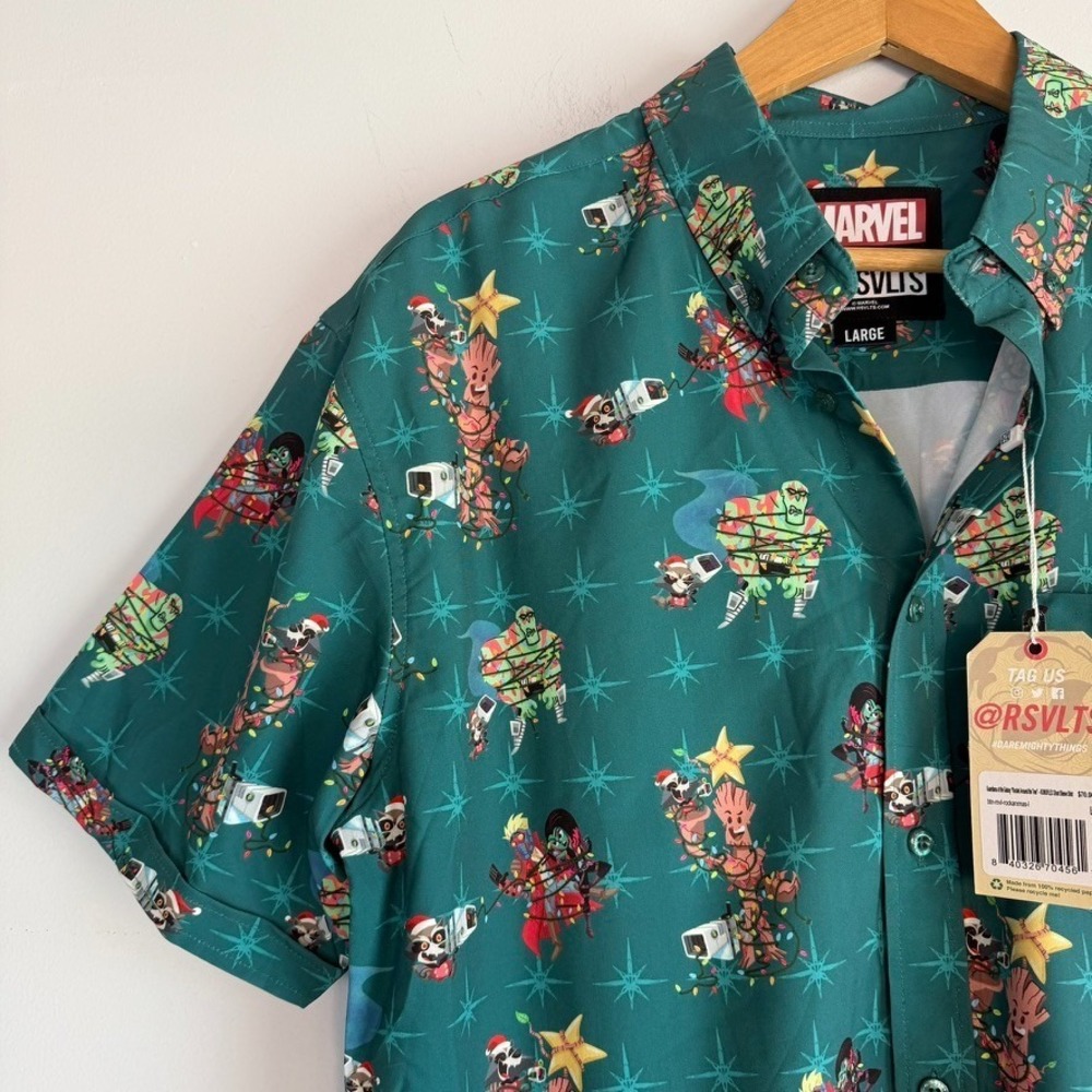 RSVLTS Guardians of the Galaxy Rocket Around the Tree Shirt Large Short Sleeve - Picture 2 of 10